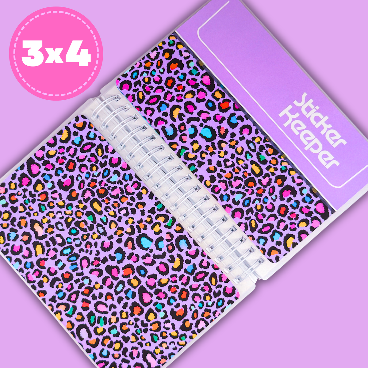 3x4 (Small) Reusable Sticker Book (Peel 'n Stick) - STICKER KEEPER Lilac Leopard