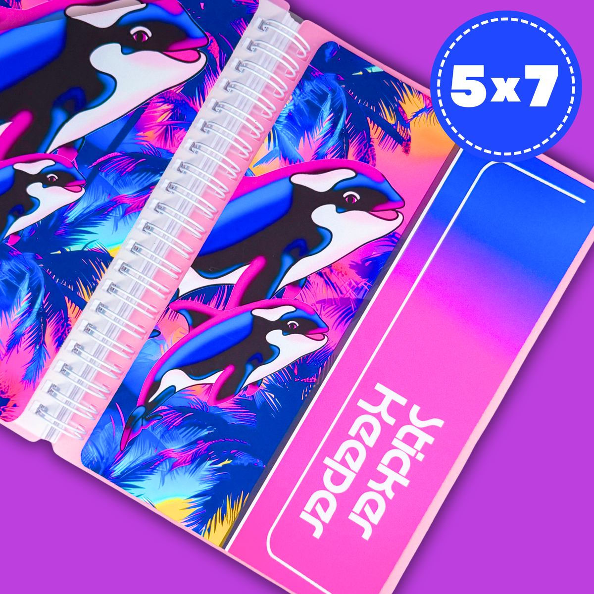 5x7 (Large) Reusable Sticker Book (Peel 'n Stick) - STICKER KEEPER Orcas