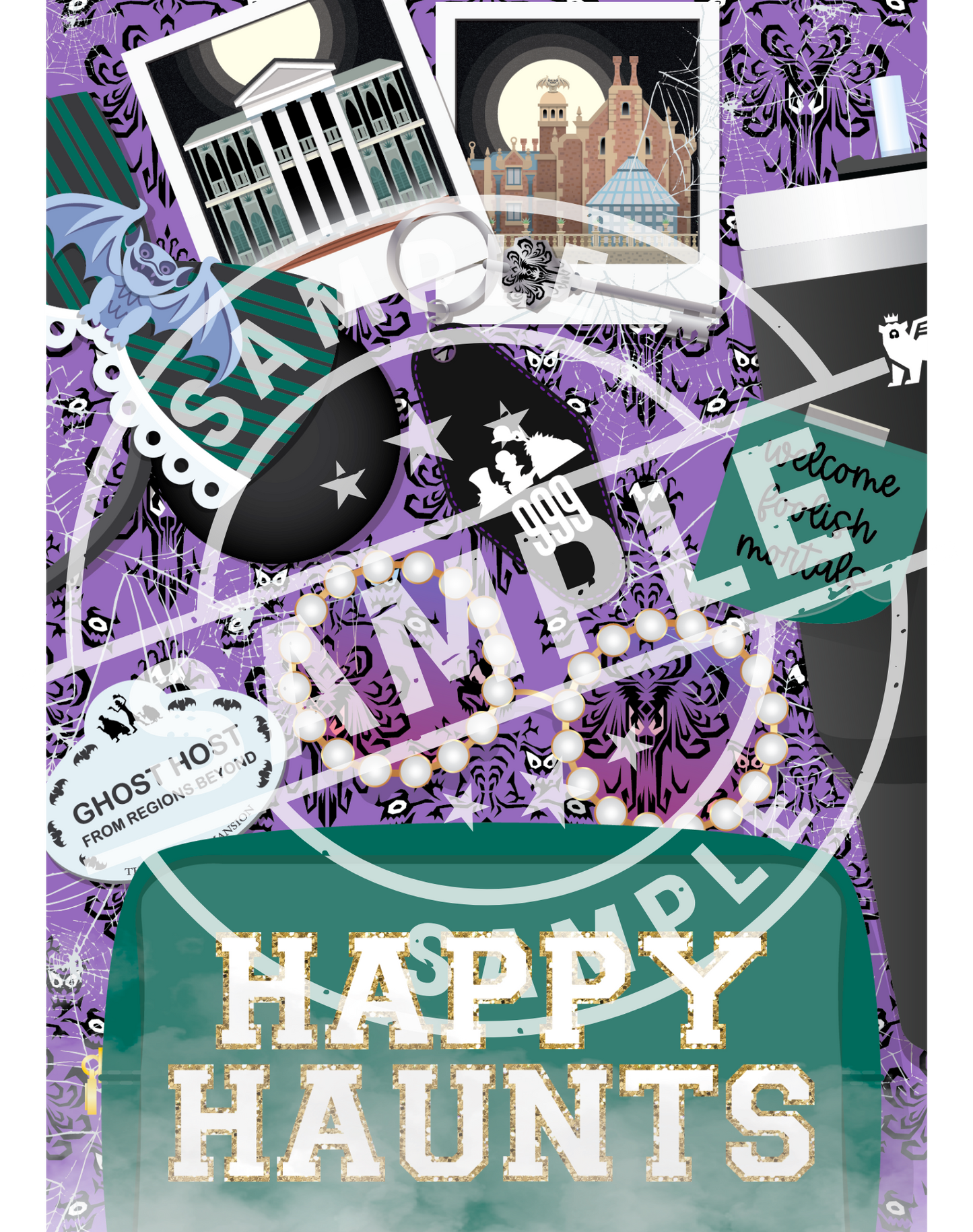 *DIGITAL DOWNLOAD ONLY* Original Flatlay 5x7 - HAUNTED MANSION