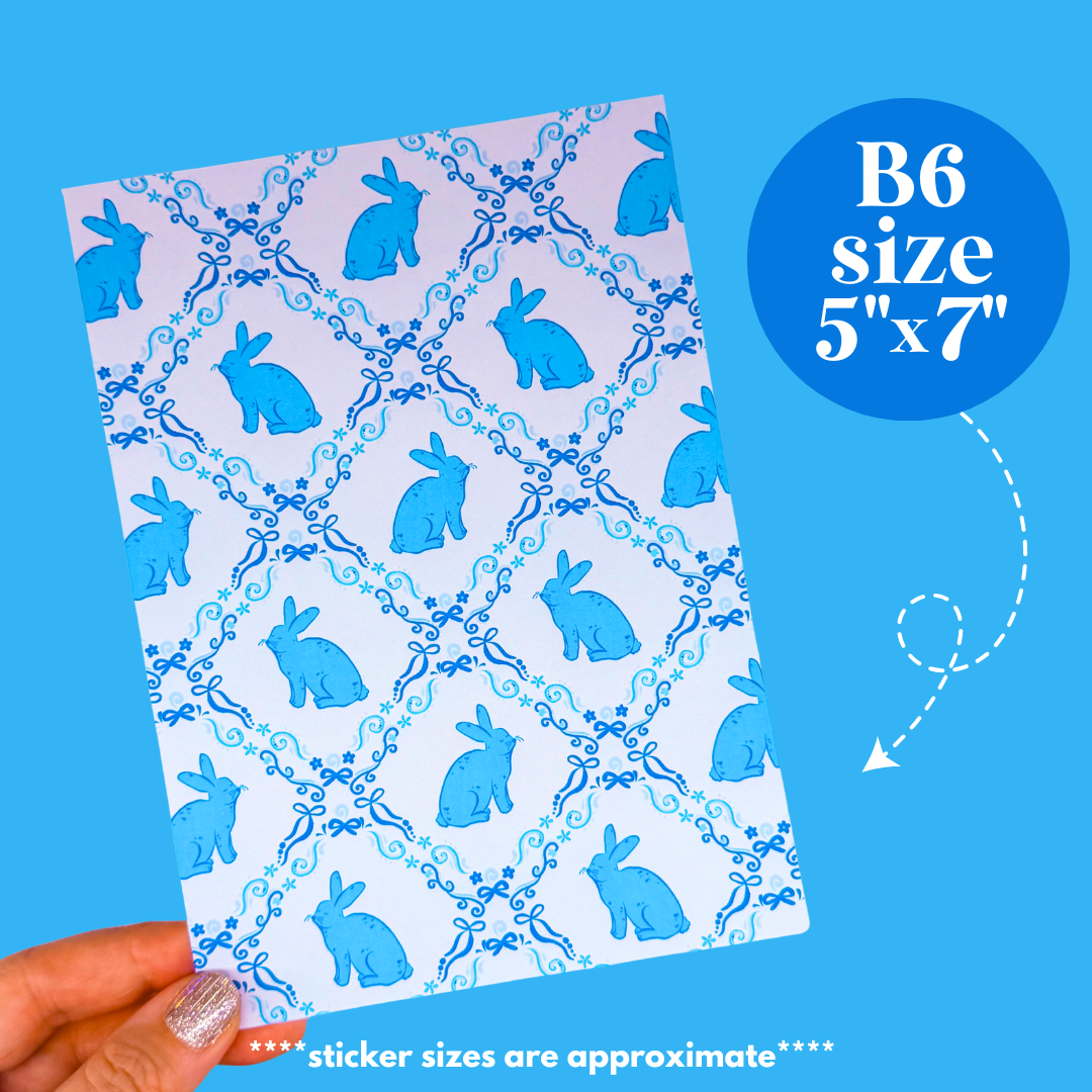 NEW! Journaling Paper Sticker - 5x7 Full Page Background Stickers (Bunny Coquette)