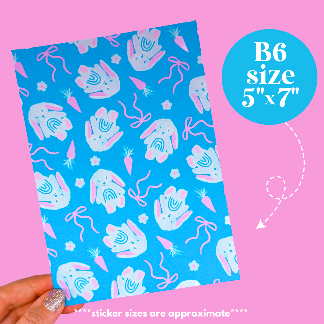 NEW! Journaling Paper Sticker - 5x7 Full Page Background Stickers (Bunny Coquette)