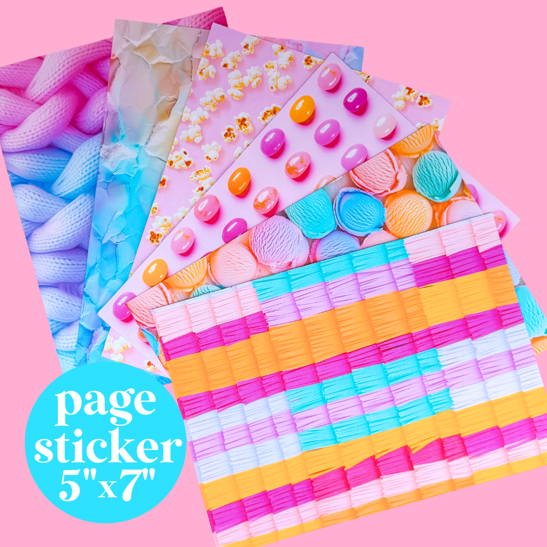 NEW! Journaling Paper Sticker - 5x7 Full Page Background Stickers (Funky Realism)