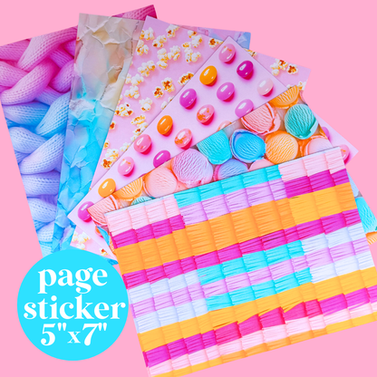 NEW! Journaling Paper Sticker - 5x7 Full Page Background Stickers (Funky Realism)