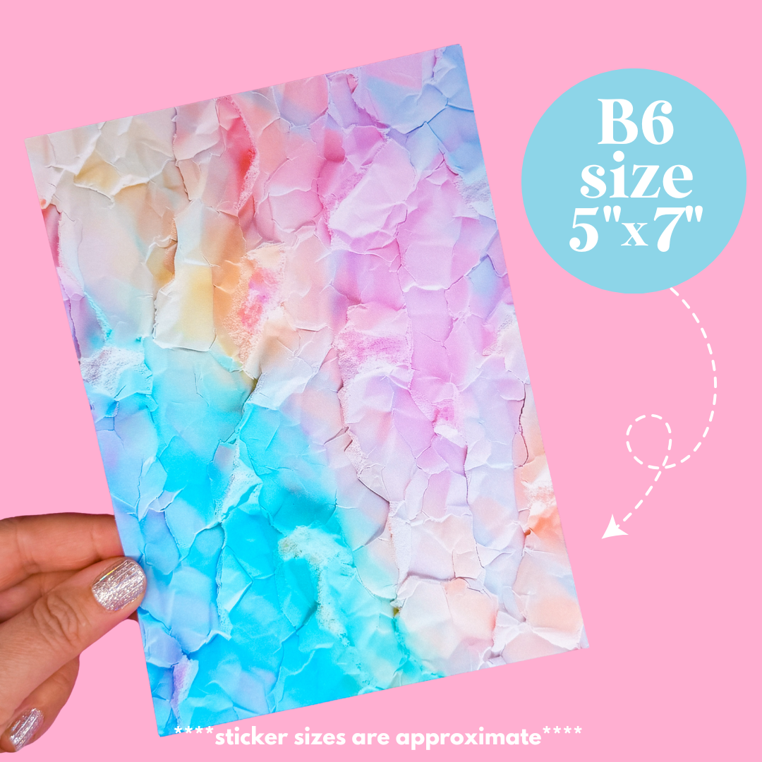 NEW! Journaling Paper Sticker - 5x7 Full Page Background Stickers (Funky Realism)