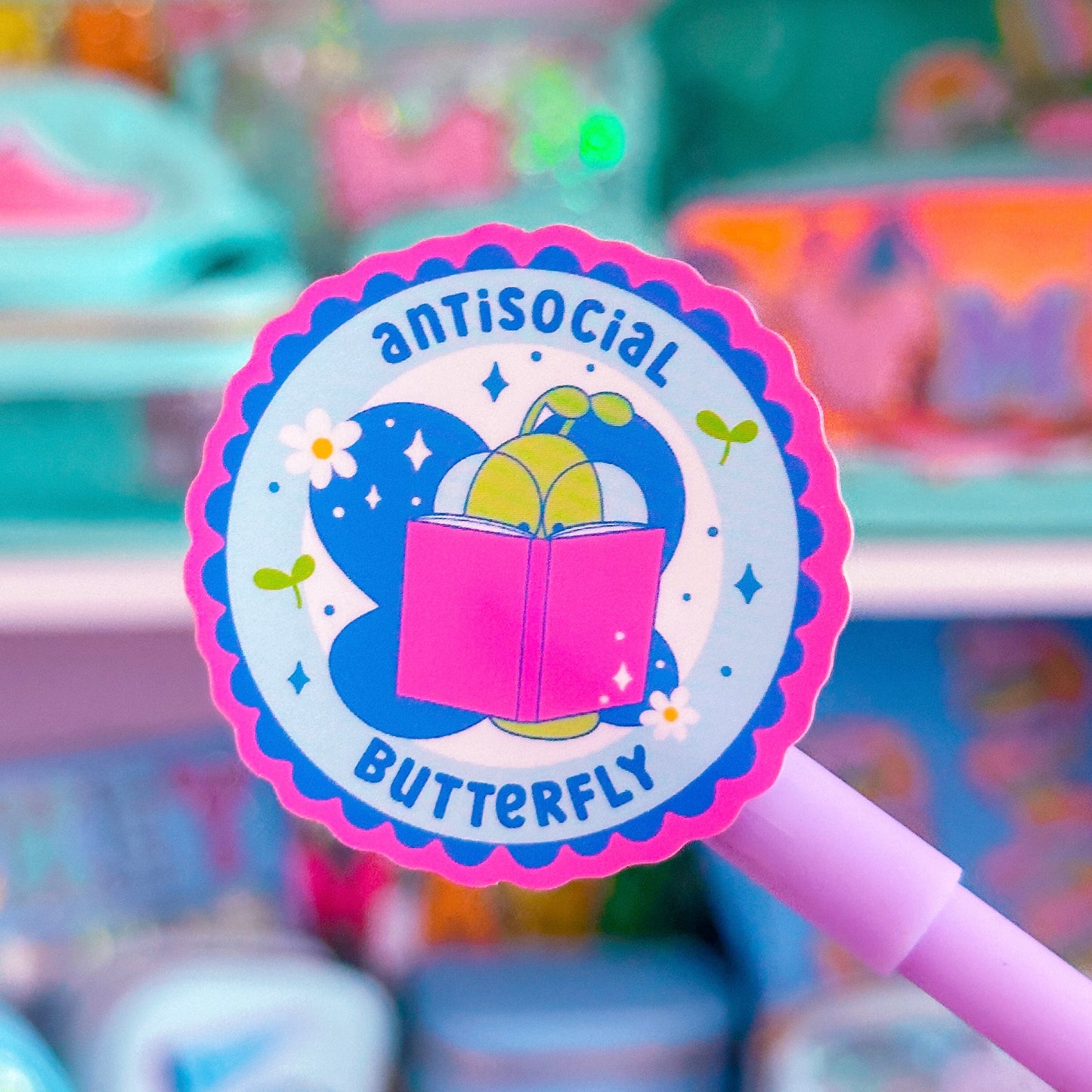 Waterproof Sticker - Antisocial Butterfly Badge