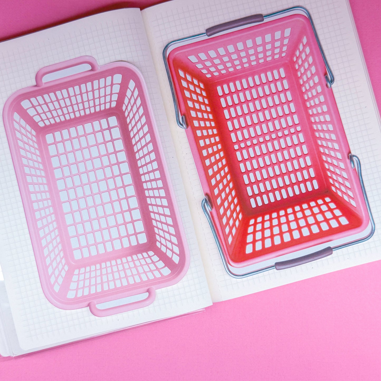 NEW! Journaling Paper Sticker - Pink Shopping Baskets Sticker SET