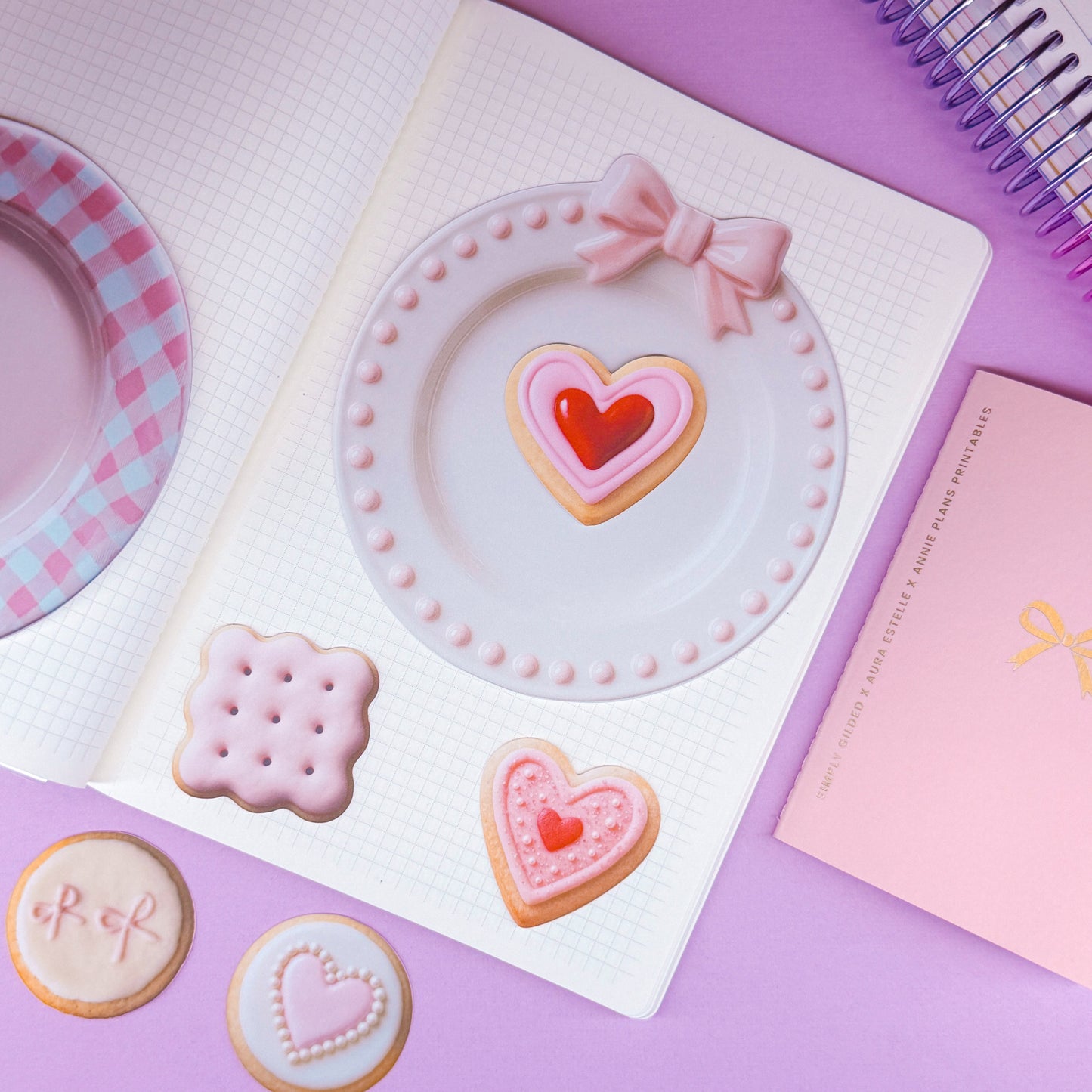 NEW! Journaling Paper Sticker - Pink Plates Sticker SET