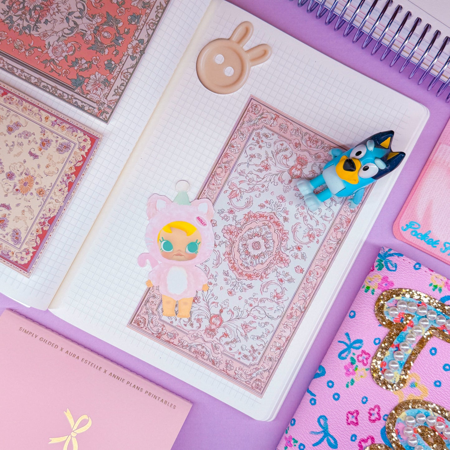 NEW! Journaling Paper Sticker - Pink Rugs Sticker SET