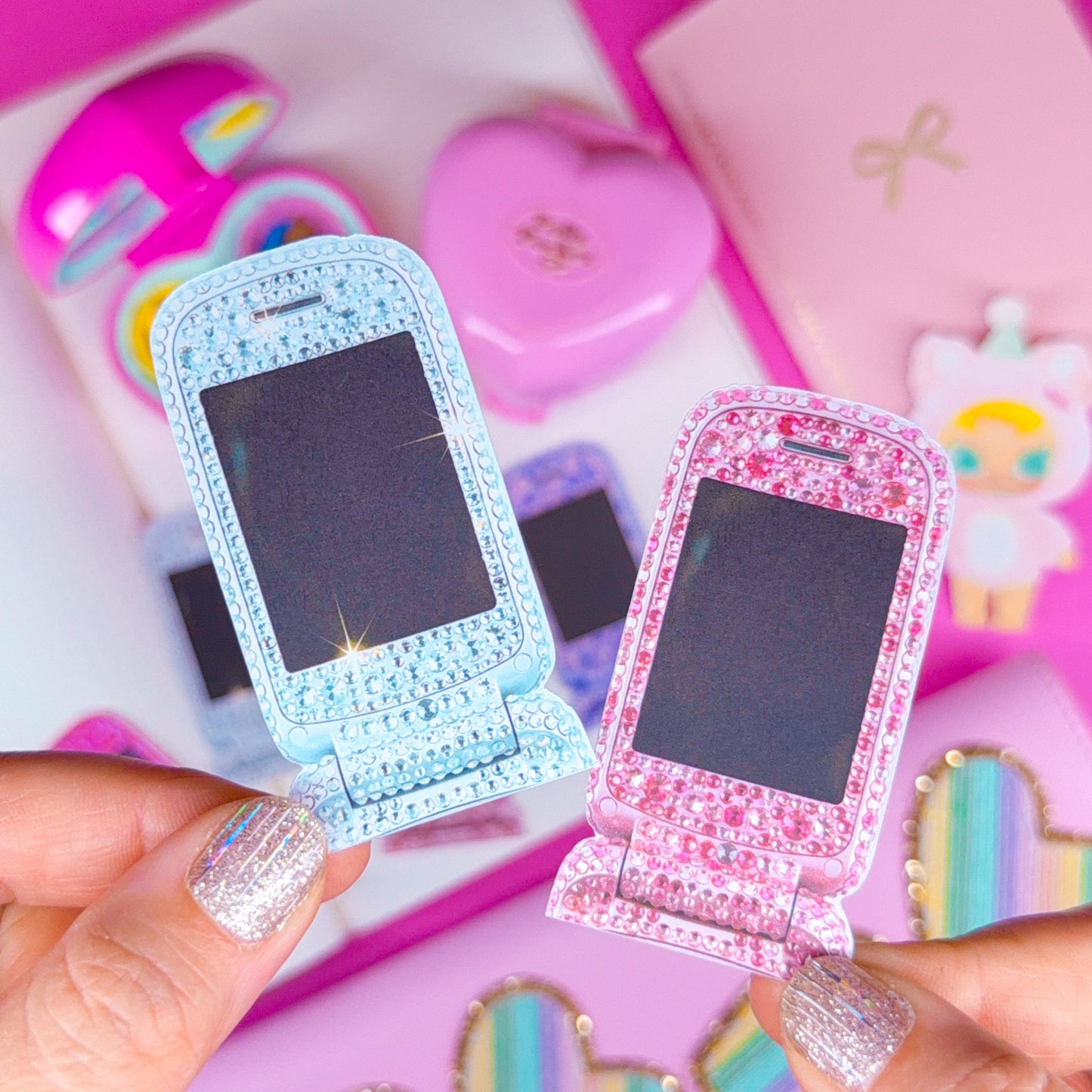 NEW! Journaling Paper Sticker - Bedazzled Flip Phone Sticker SET