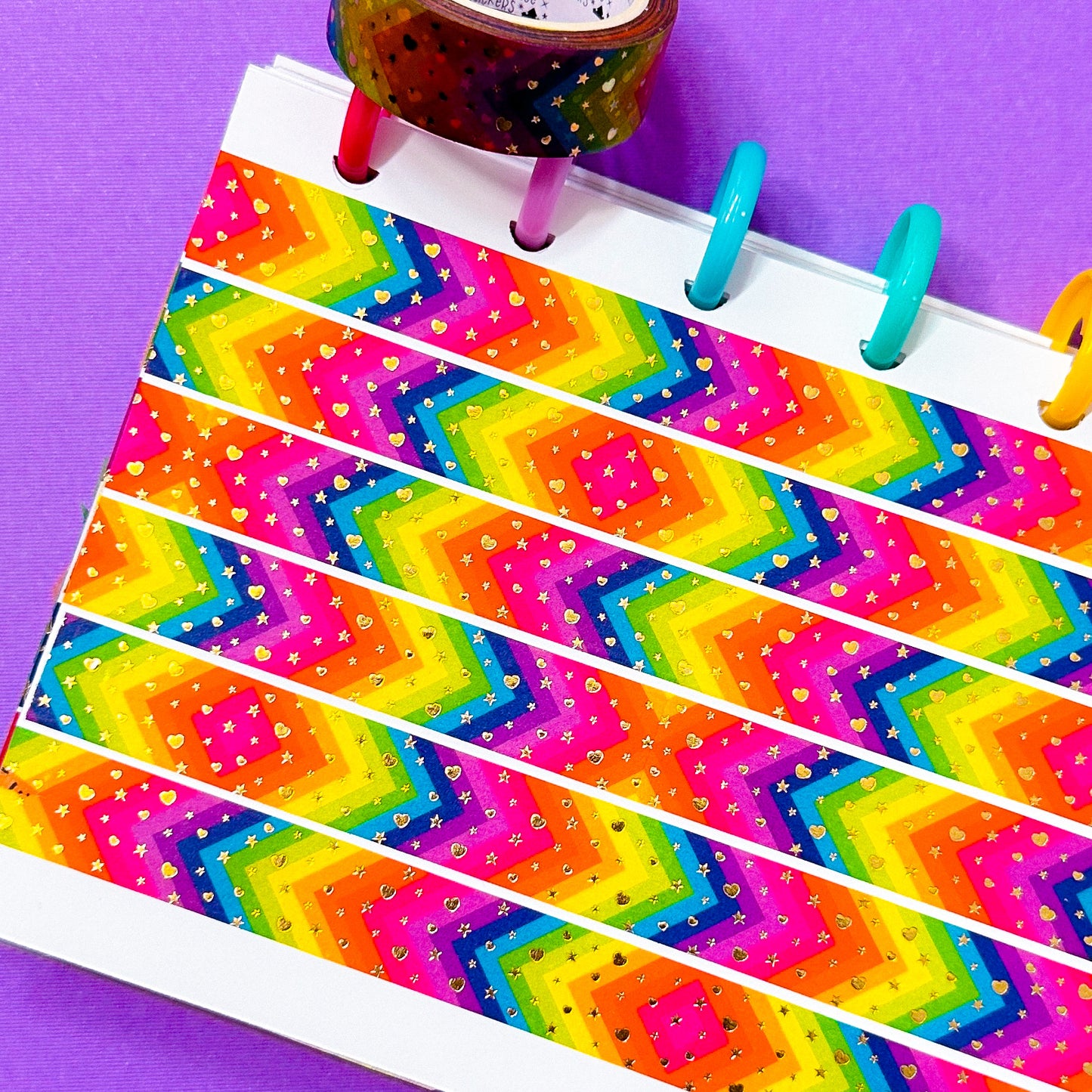 15MM Foiled Washi Tape - Rainbow Chevron