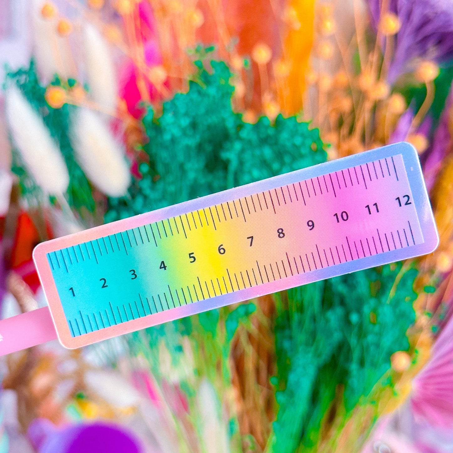 Glitter Waterproof Sticker - Rainbow Ruler