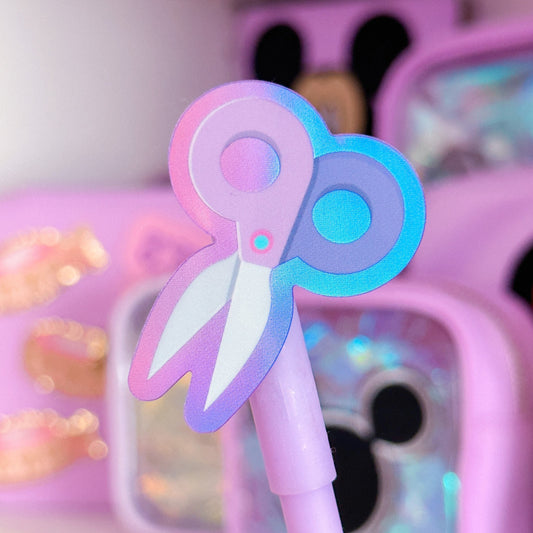 Glitter Waterproof Sticker - Purple Scissors