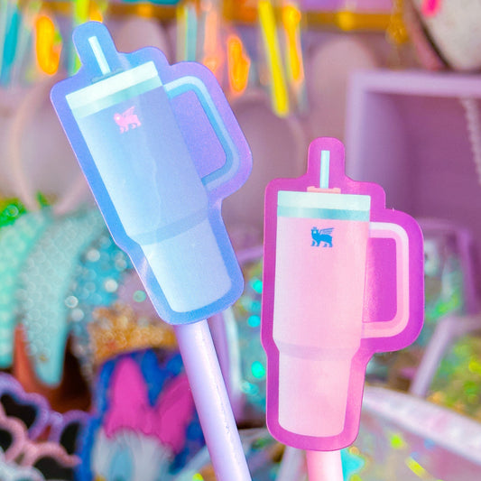 Glitter Waterproof Sticker - Water Cups