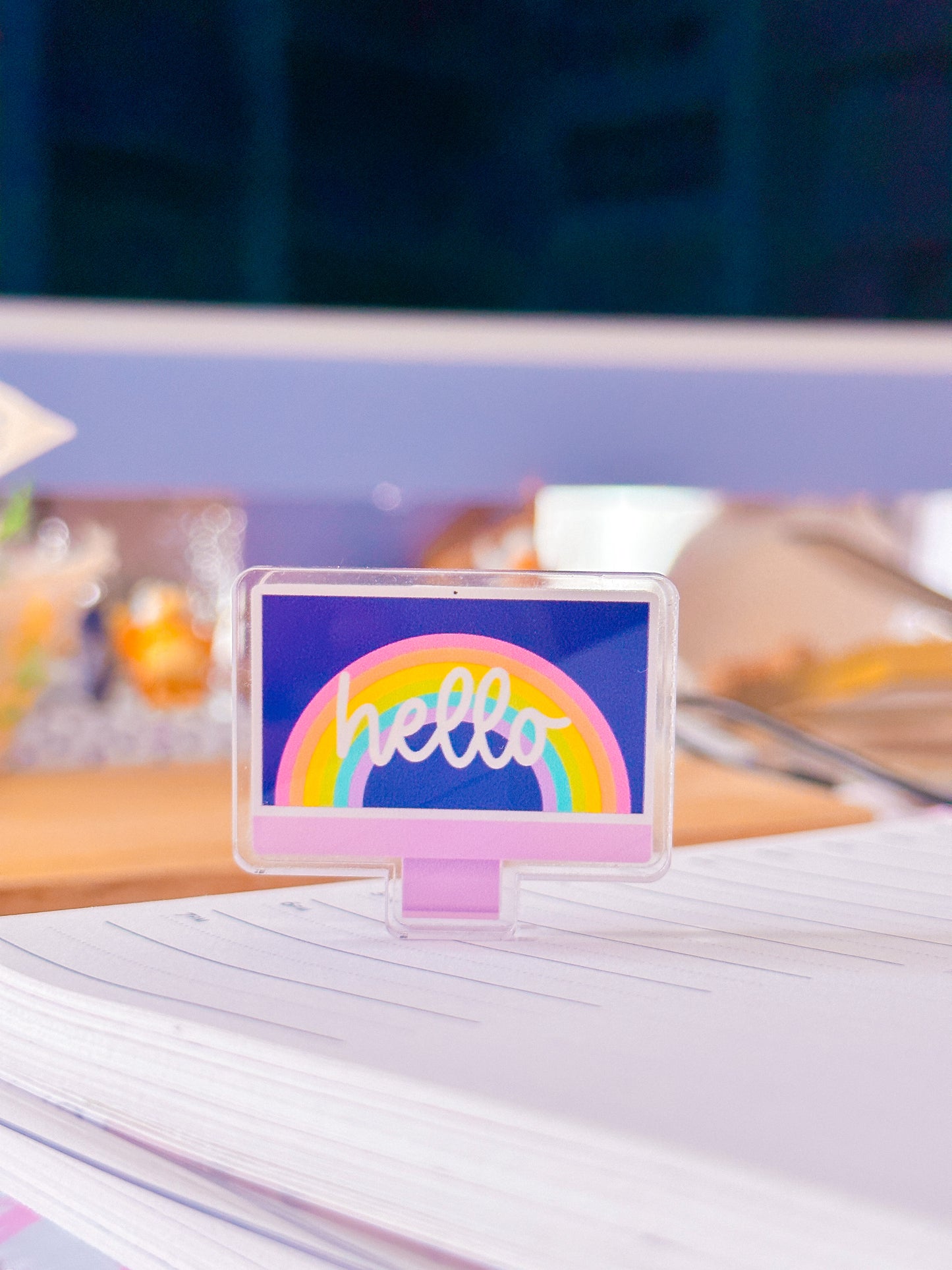 Mini Acrylic Clip - Purple Computer