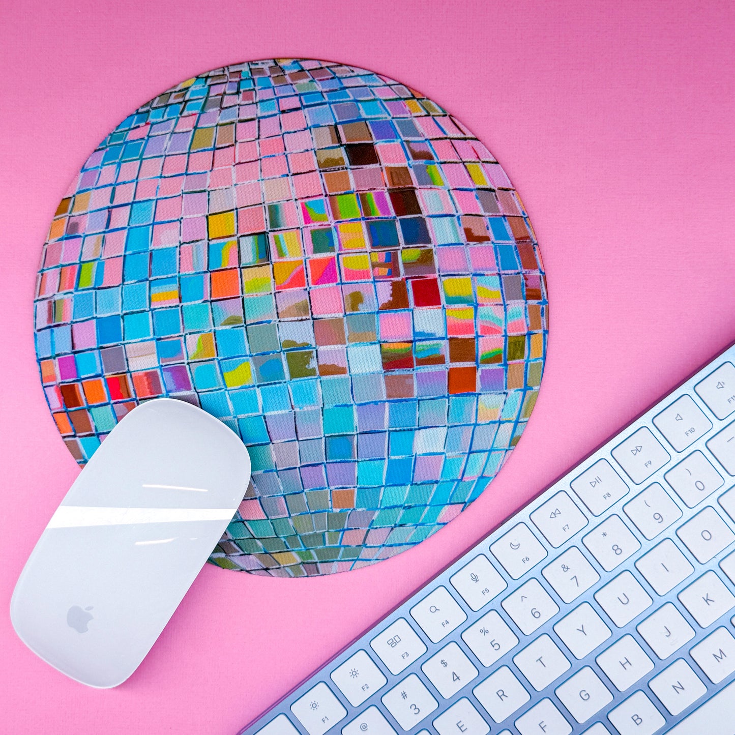 NEW! Mousepad + Coaster - Pink Disco Ball
