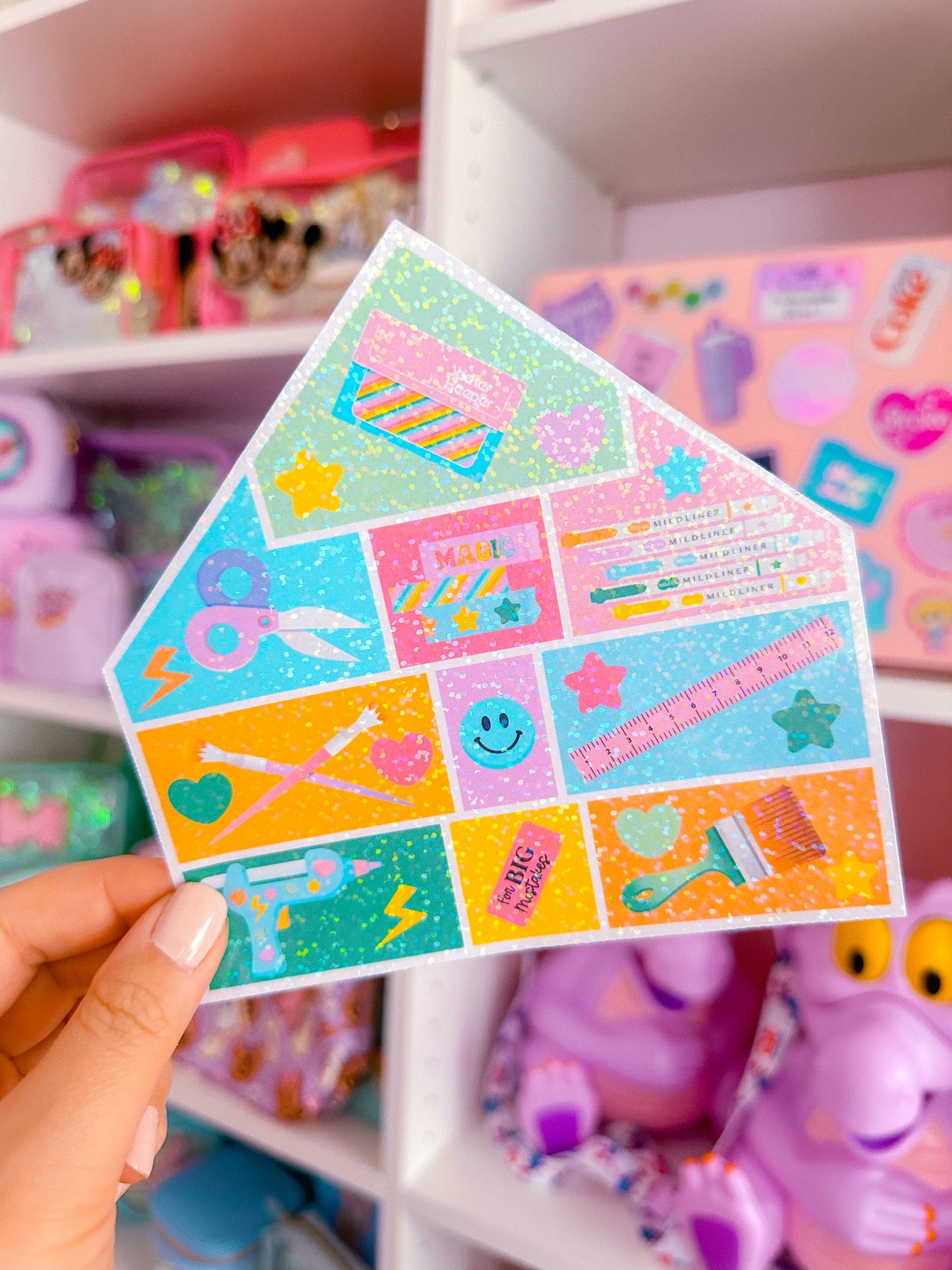 XL CRAFTY HOUSE *GLITTER STICKER INSERT ONLY* - Rainbow