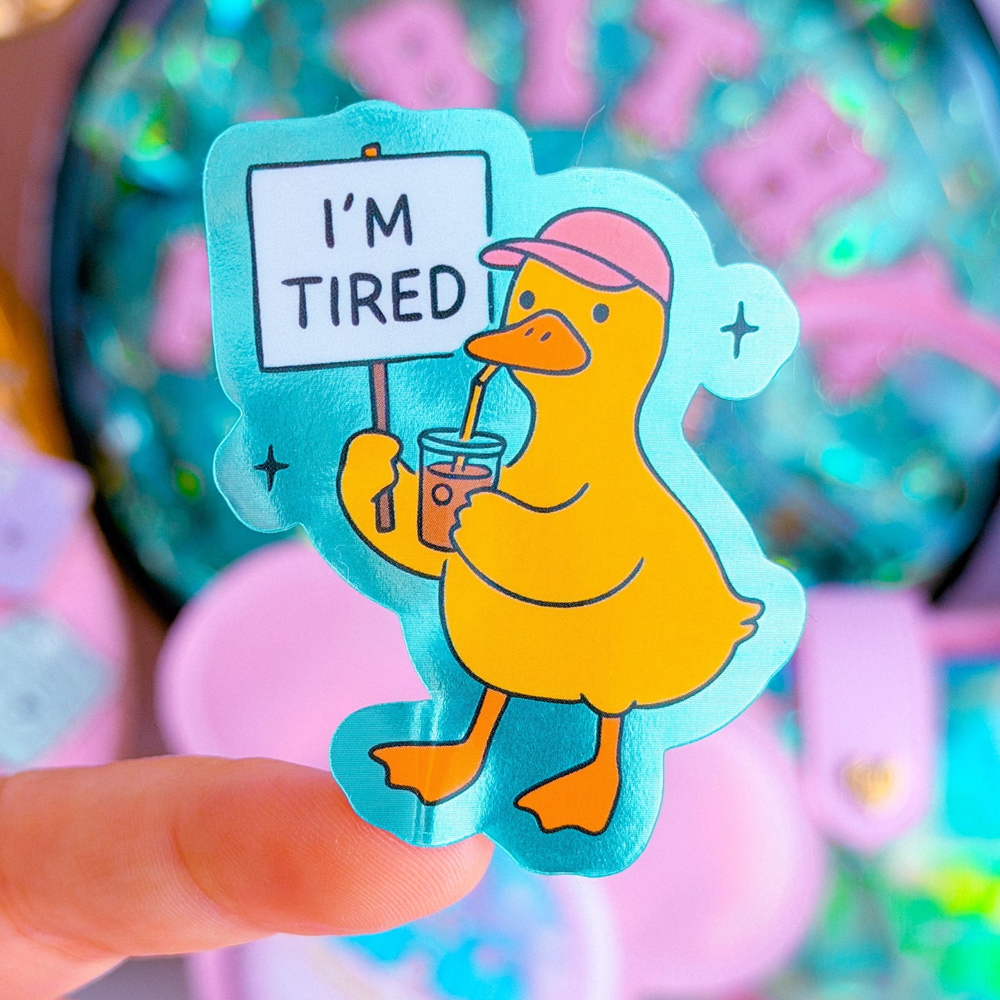 Waterproof Sticker - I'm Tired Duck