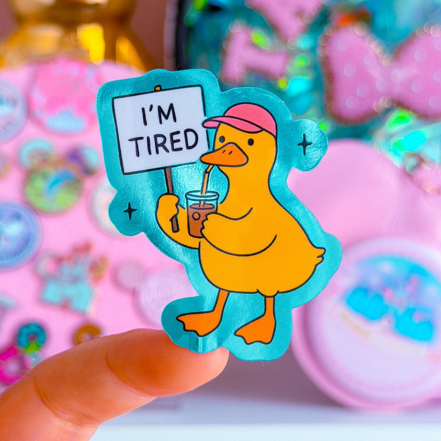 Waterproof Sticker - I'm Tired Duck