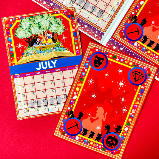 5x7 Full Page Sticker -  2024 (July) Calendar & Storybook Cover - Snow White