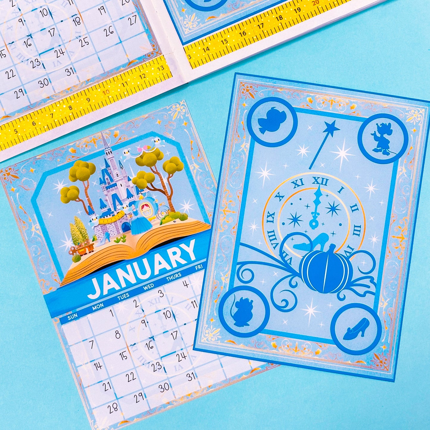 *****UPDATED 2025**** 5x7 Full Page Sticker -  2025 (January) Calendar & Storybook Cover - Cinderella