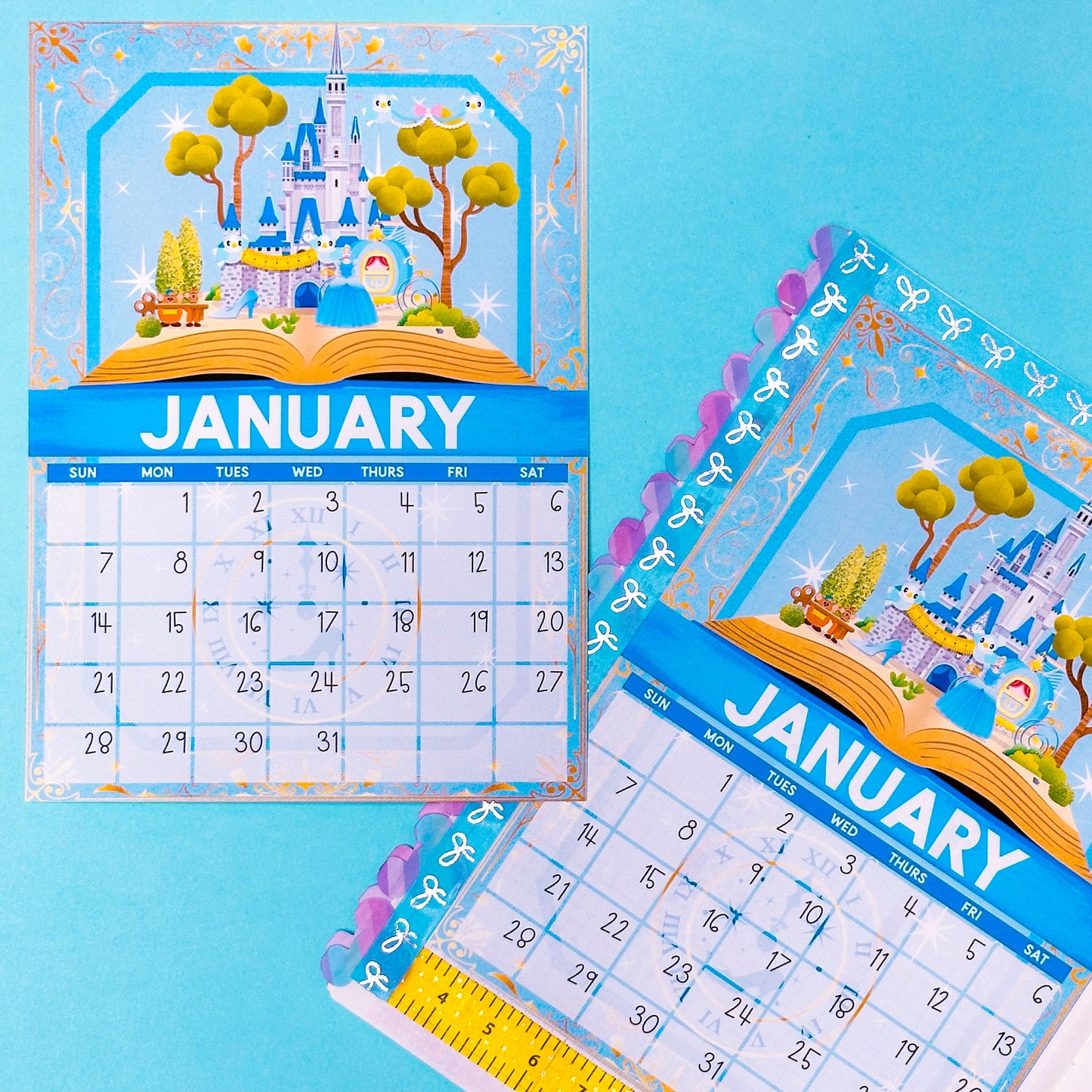 5x7 Full Page Sticker -  2024 (January) Calendar & Storybook Cover - Cinderella