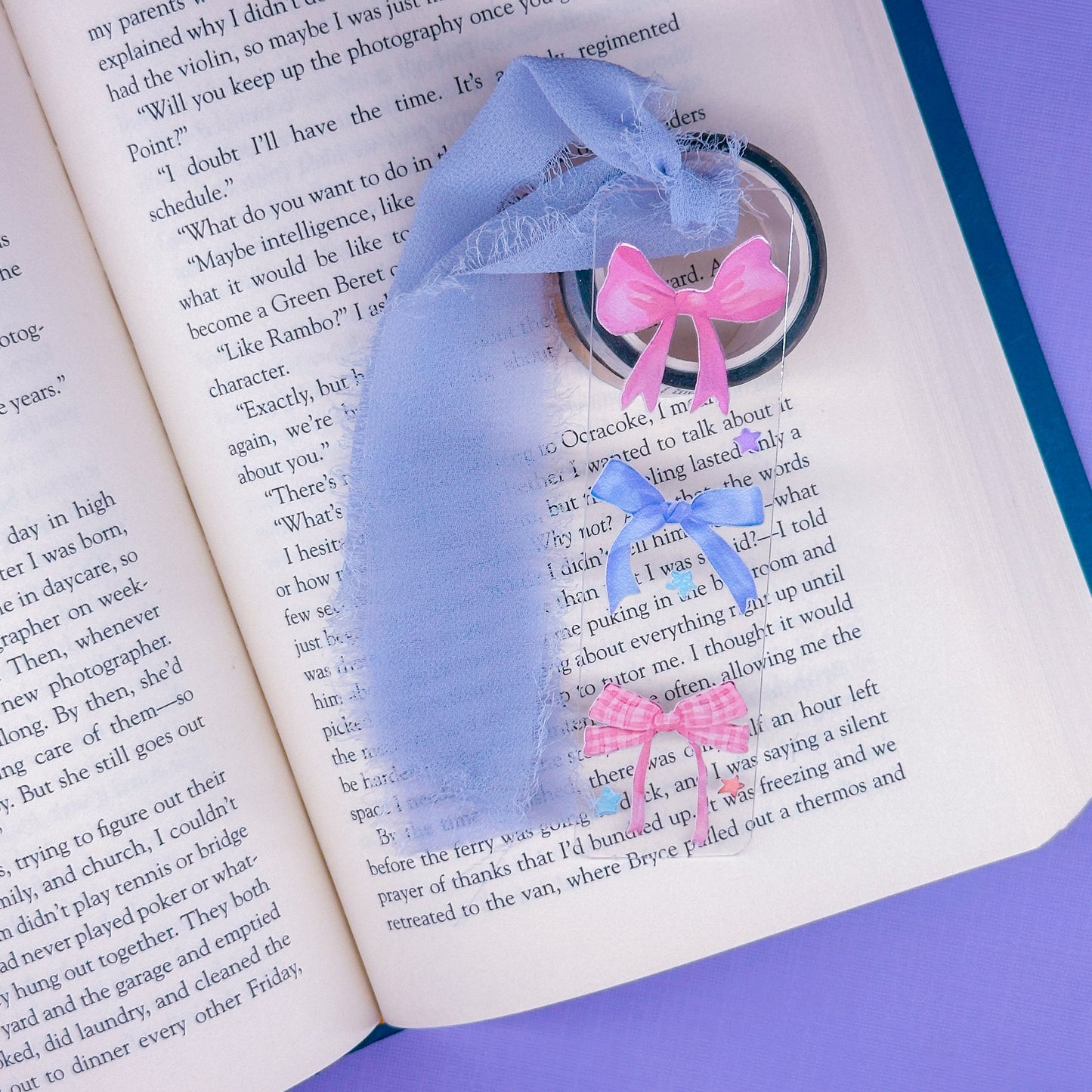 CLEAR Acrylic Bookmark - Coquette Bows