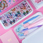 White Pencil Case - Glittery 3D Balloons & Bows