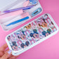 White Pencil Case - Glittery 3D Balloons & Bows