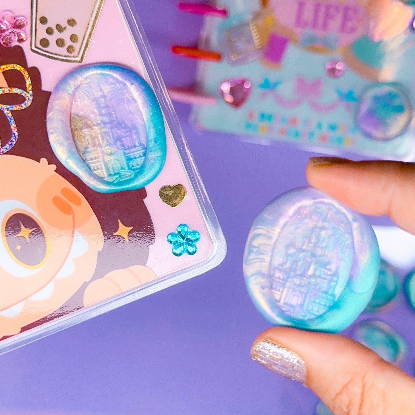 Handmade Wax Seal Stickers (Mermaid Colorway) - Castle & Fireworks