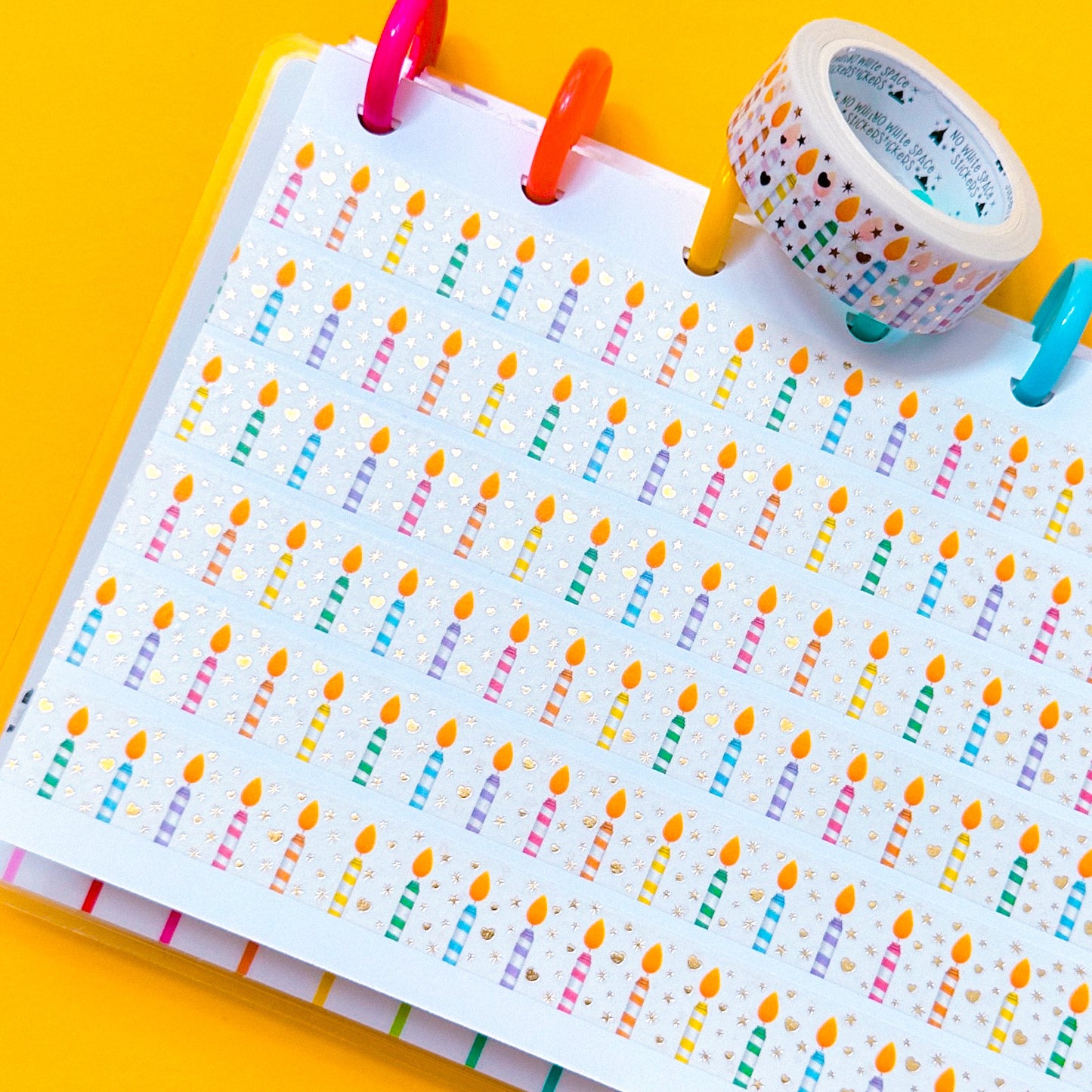 15MM Foiled Washi Tape - Birthday Candles
