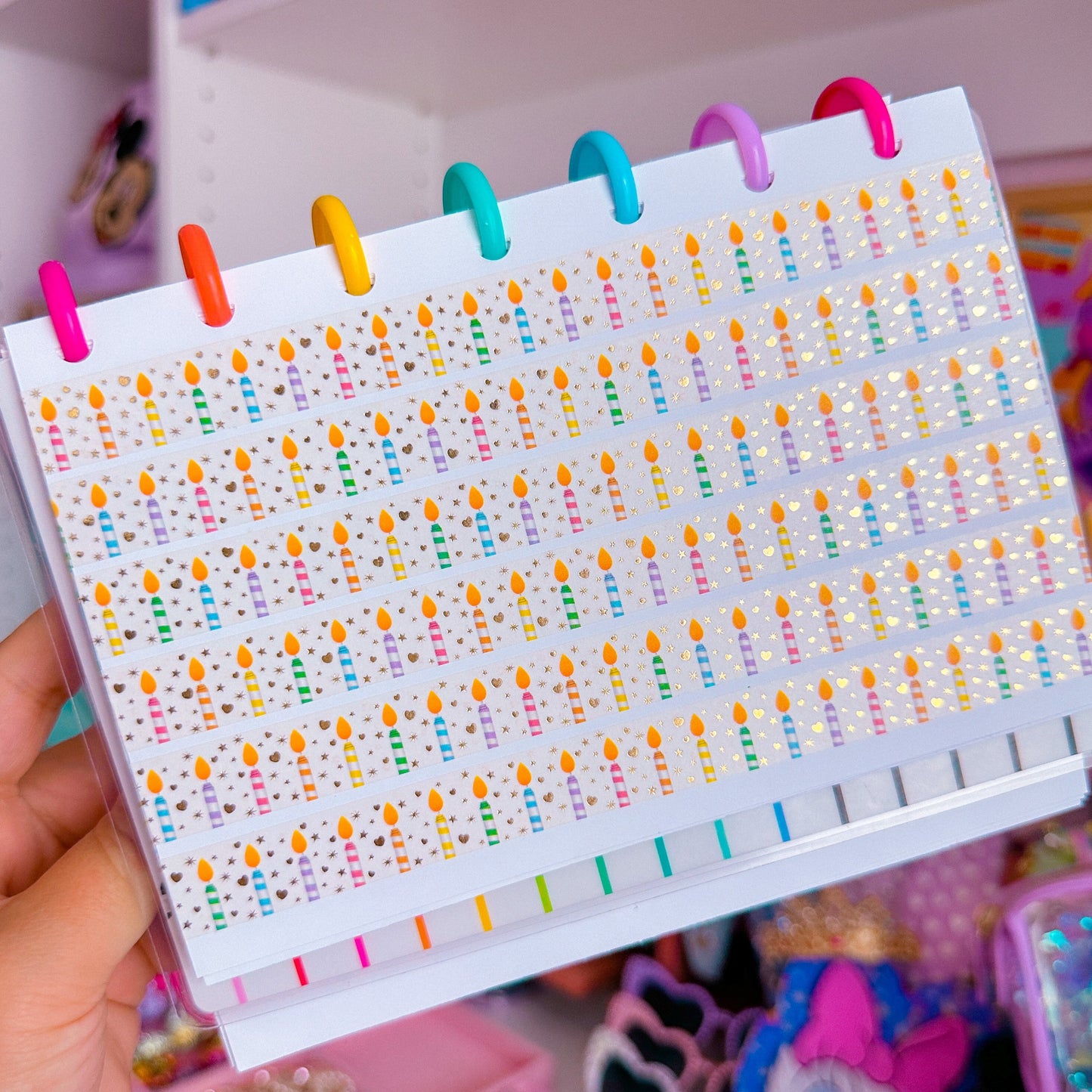 15MM Foiled Washi Tape - Birthday Candles