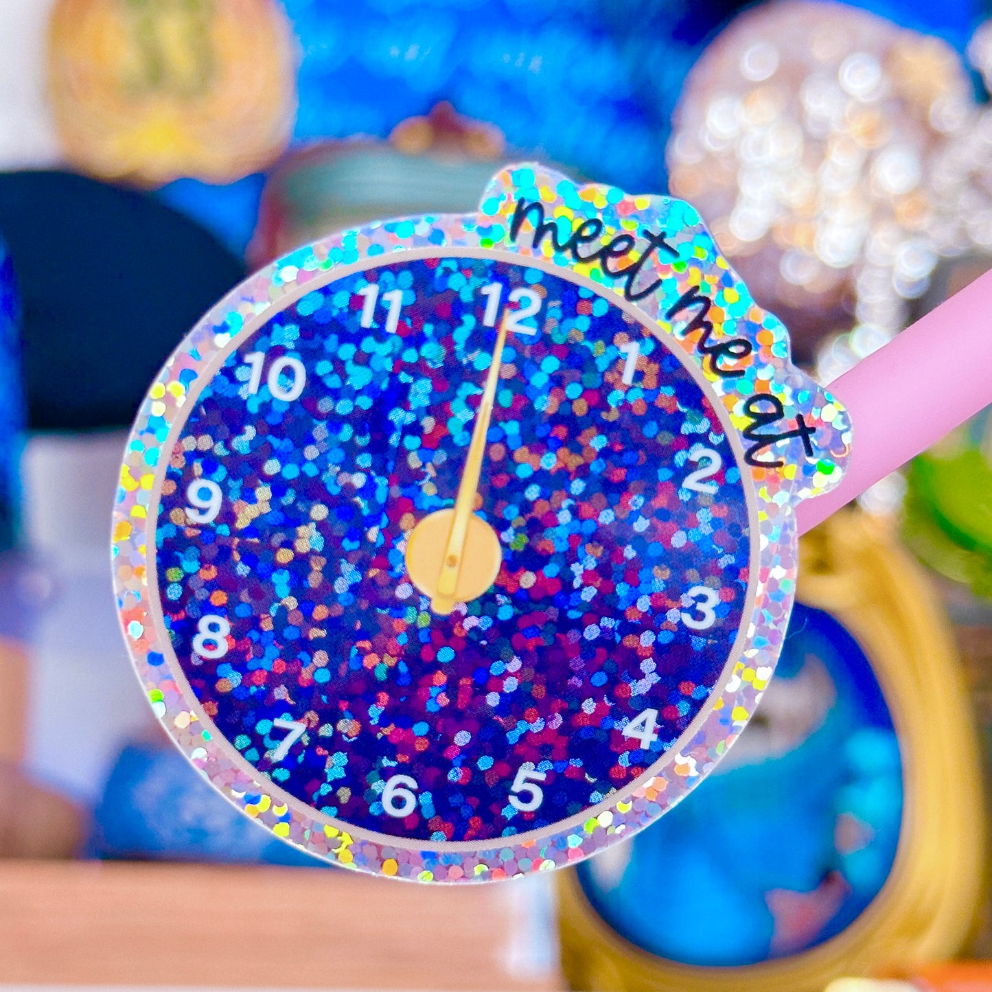 Glitter Waterproof Sticker - Midnight Clock