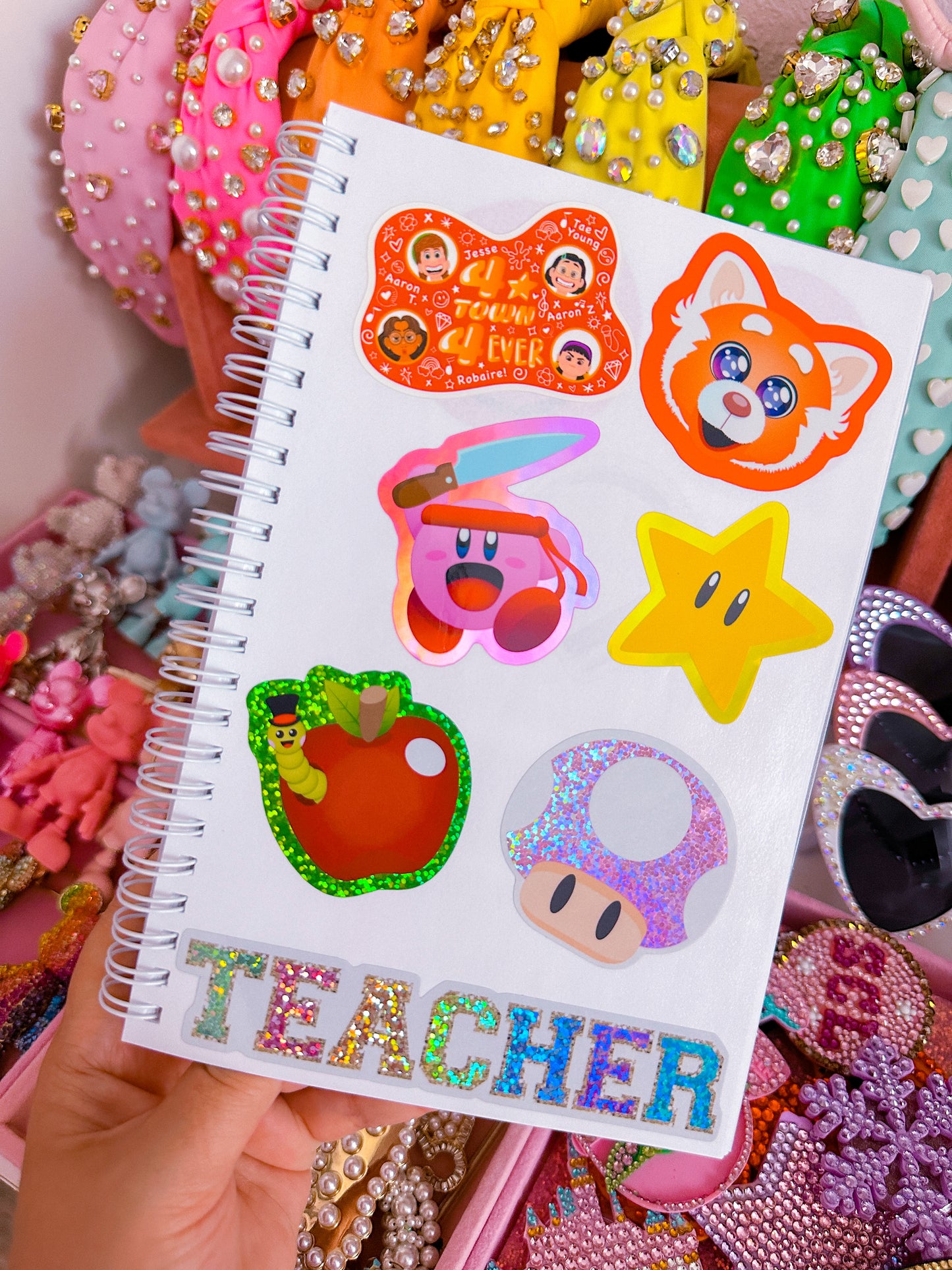 Glitter Waterproof Sticker - Teacher's Apple