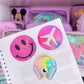 Glitter Waterproof Sticker - Pink Happy Face