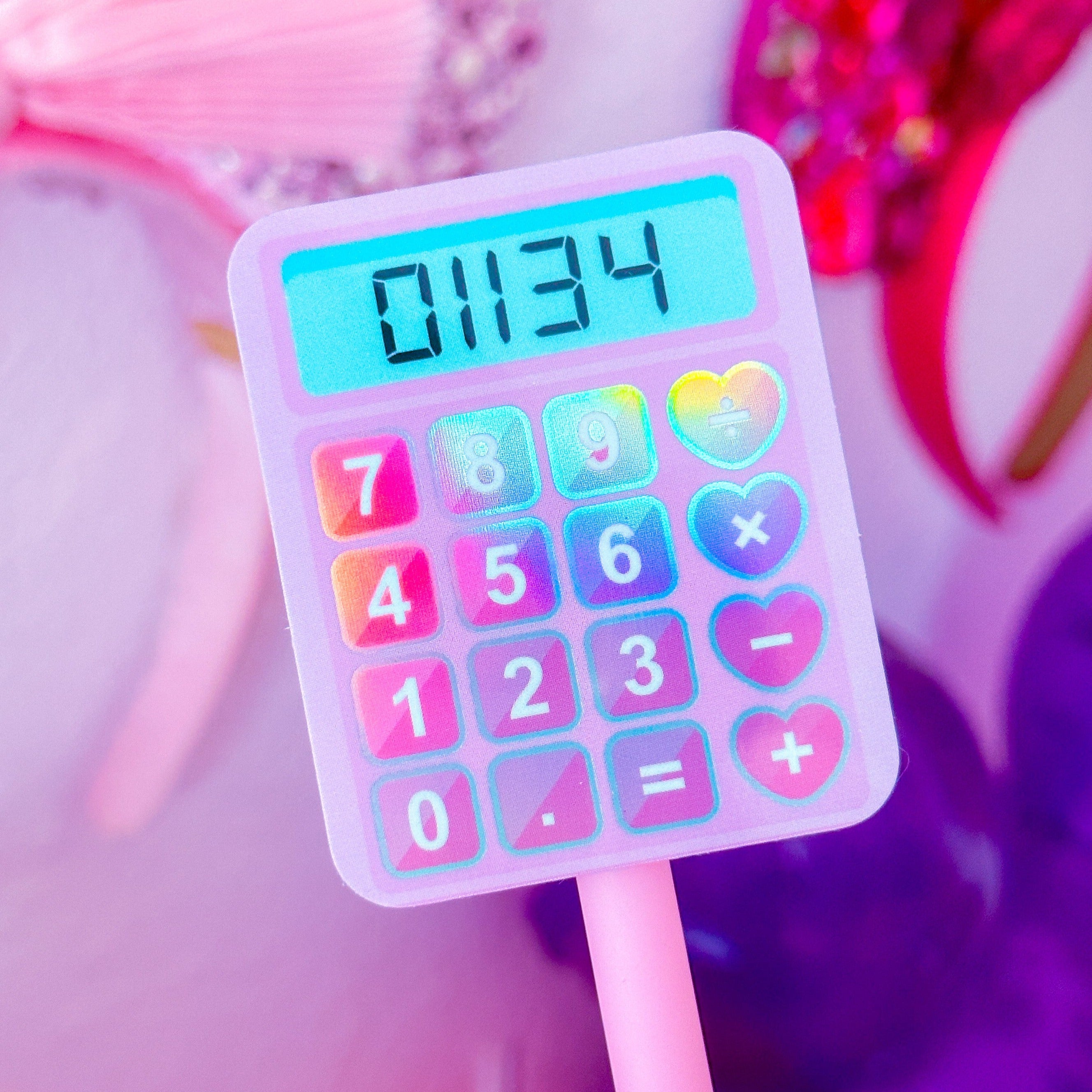 Light Pink Math Waterproof Sticker - Pink Calculator – NoWhiteSpaceStickers