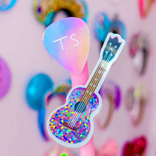Waterproof Sticker - Pink Guitar + Pick DUO