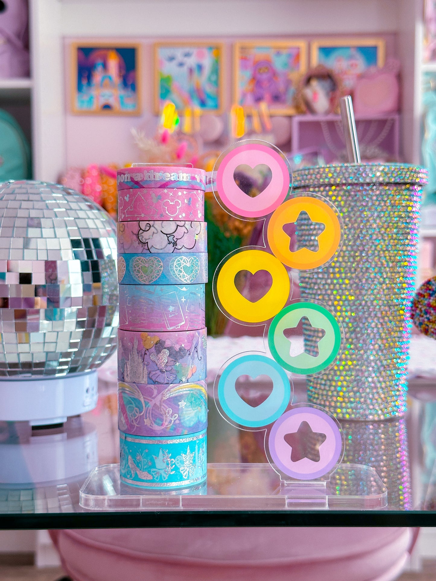 Acrylic Washi Stand - Rainbow Discs