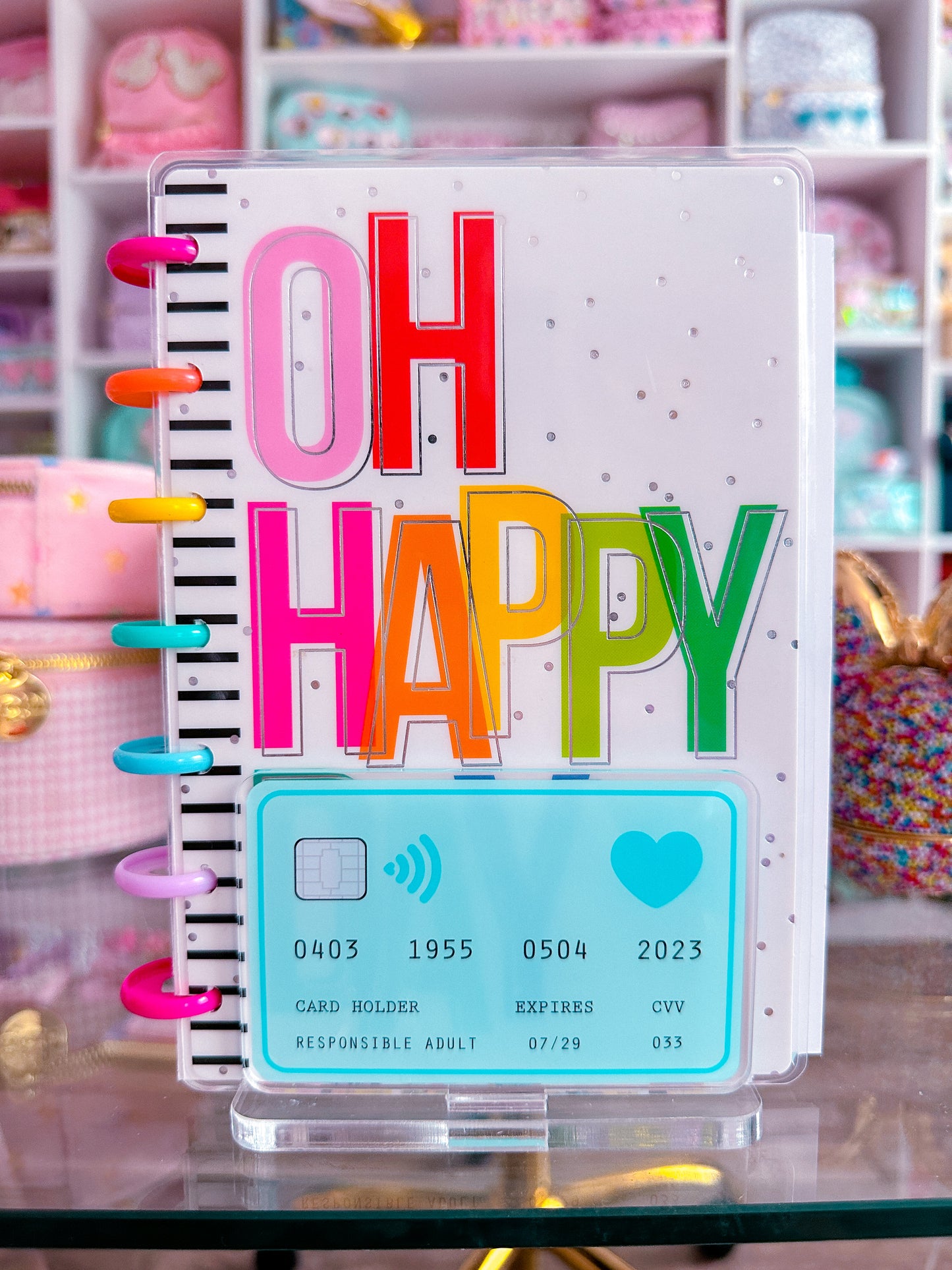Acrylic Sticky Note Holder - Blue Credit Card