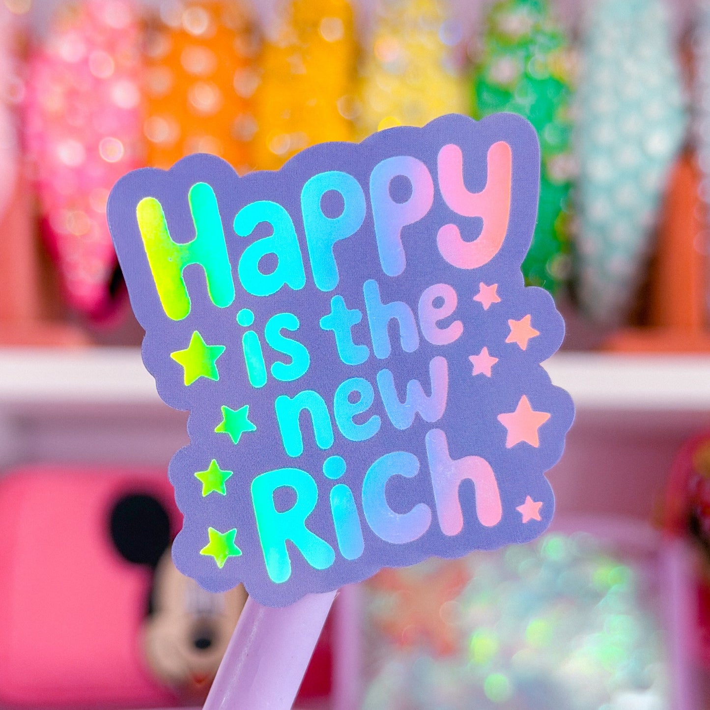 Waterproof Sticker - Happy Is The New Rich