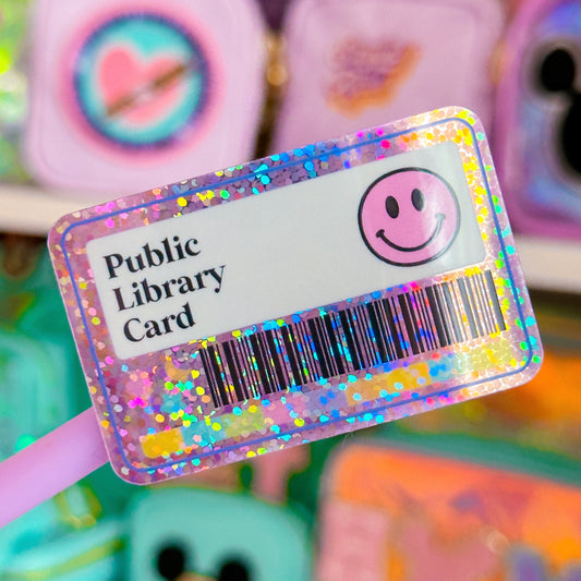 Glitter Waterproof Sticker - Library Card