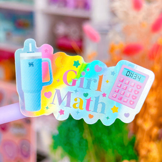 Glitter Waterproof Sticker - GIRL MATH