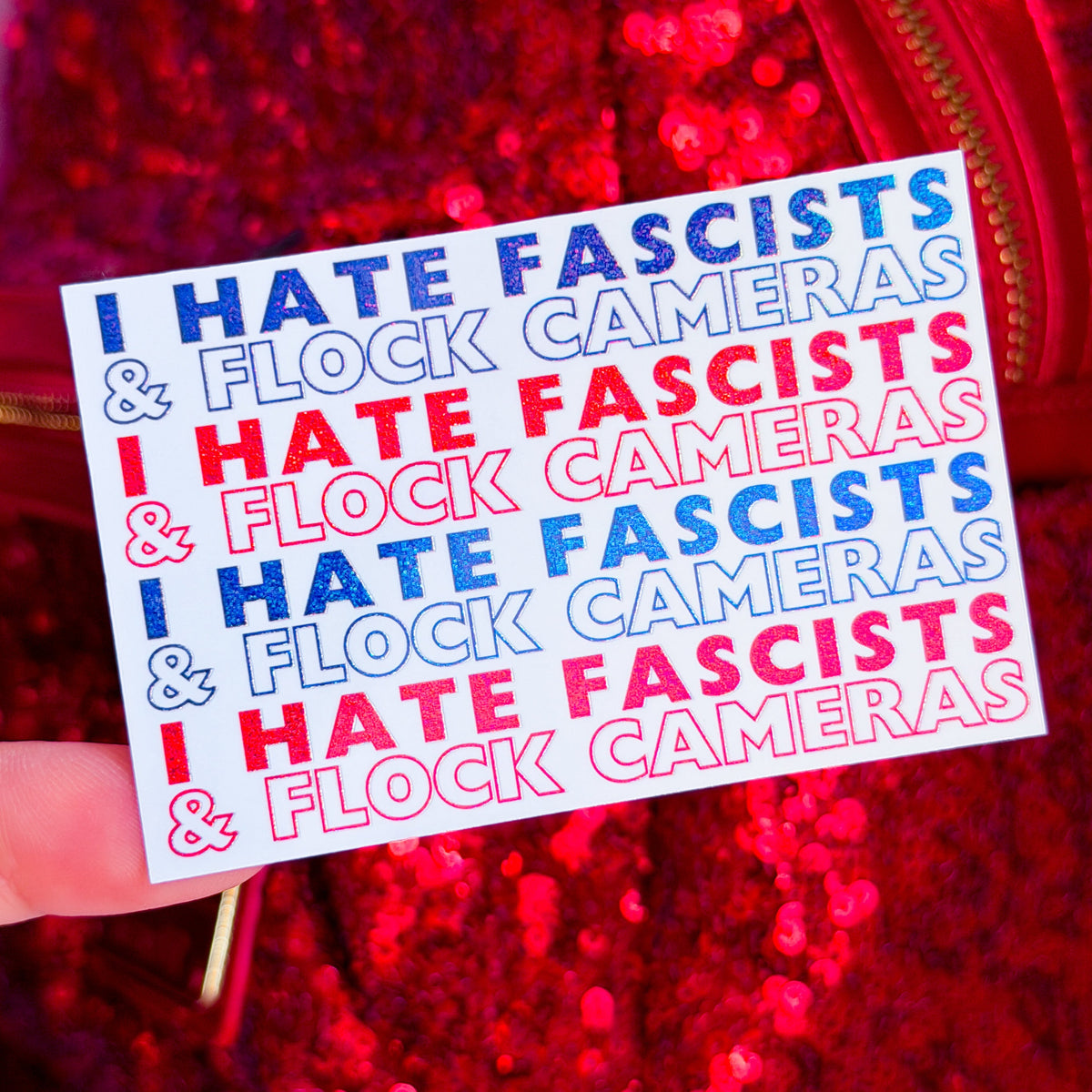 Waterproof Sticker - I Hate Fascists & Flock Cameras