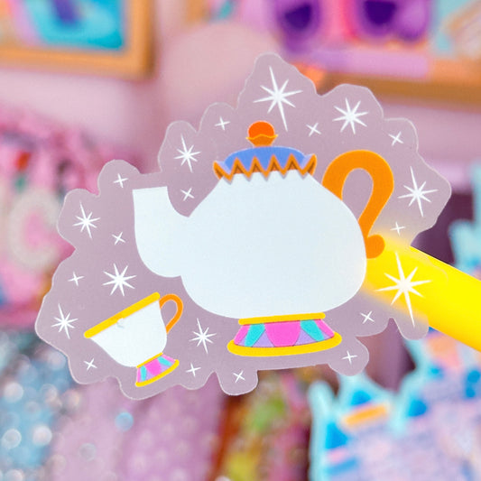 Waterproof Sticker - (Belle) Castle Friends (Teapots)