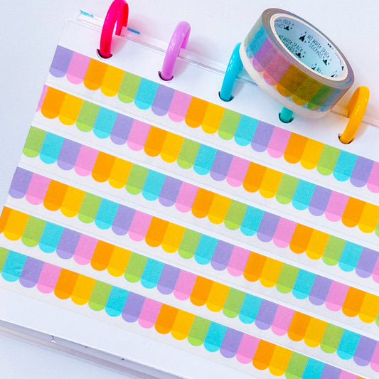 15MM Washi Tape - Pastel Rainbow Awning