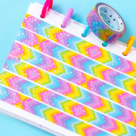 15MM Foiled Washi Tape - Pastel Chevron