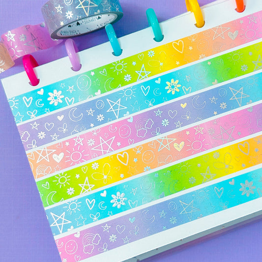 15MM Foiled Washi Tape - Rob's Doodles (Pastel)