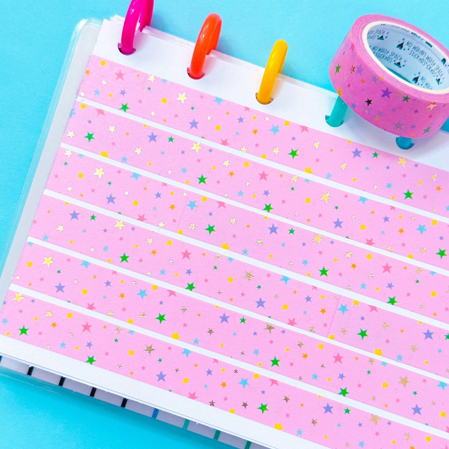 15MM Foiled Washi Tape - Rainbow Stars (Mini)