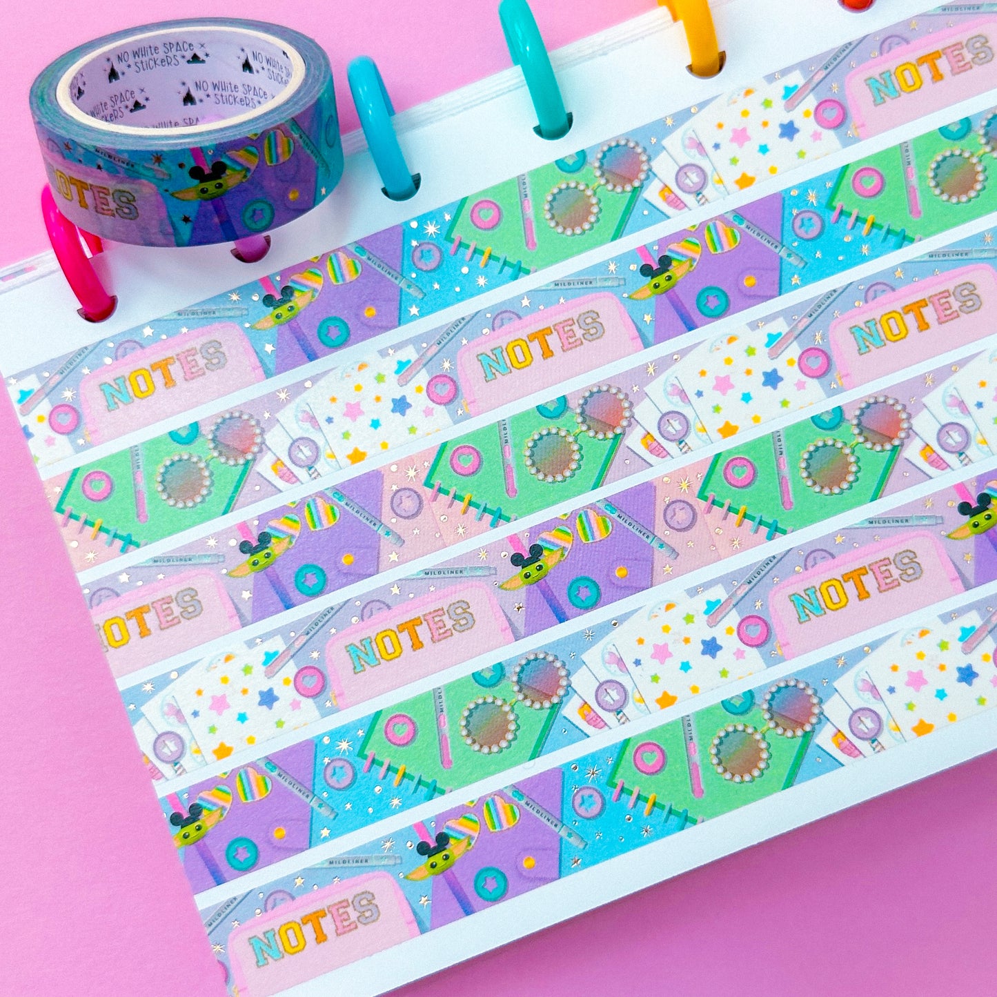 15MM Foiled Washi Tape - Notes Flatlay