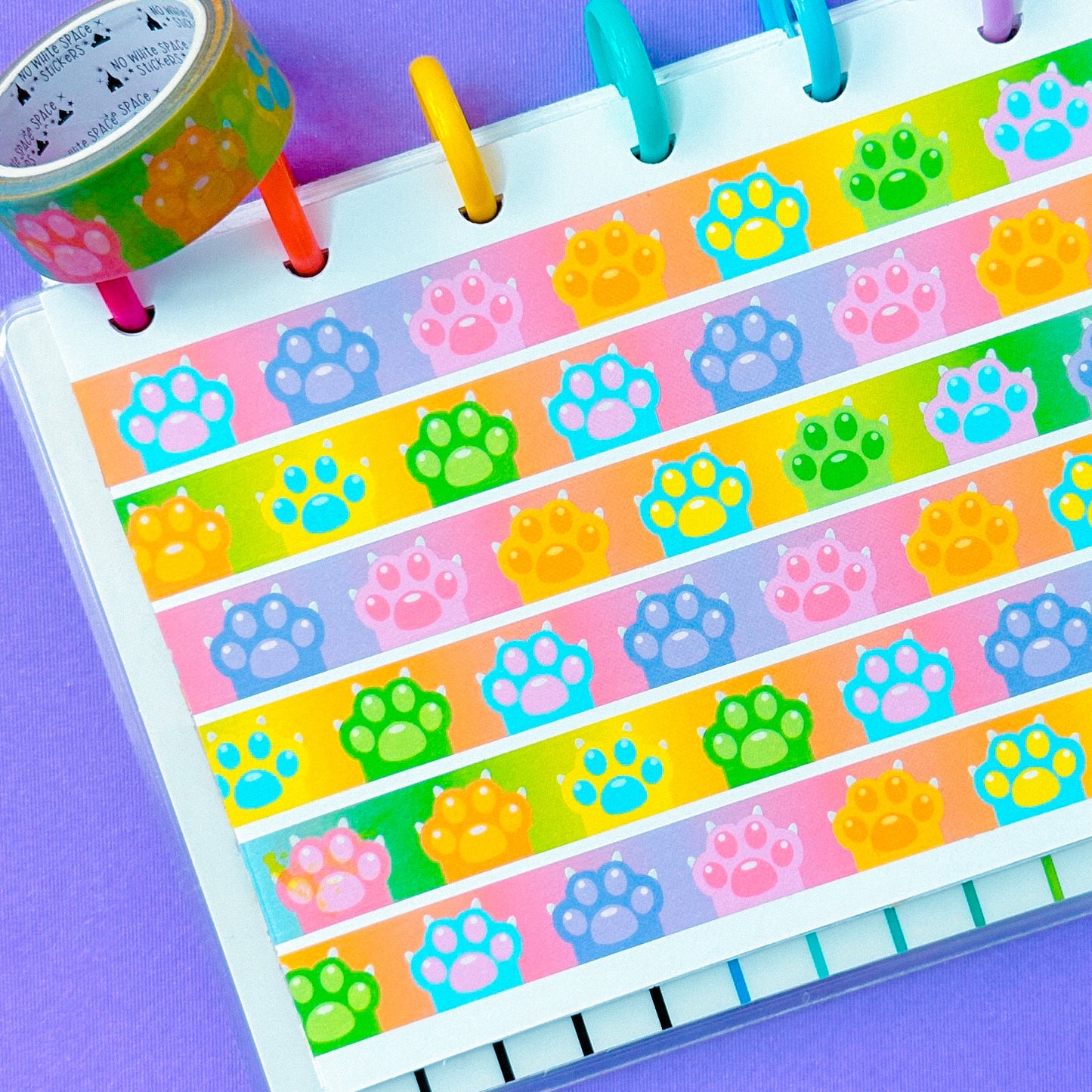 *OOPS* 15MM Washi Tape - Rainbow Kitty Paws