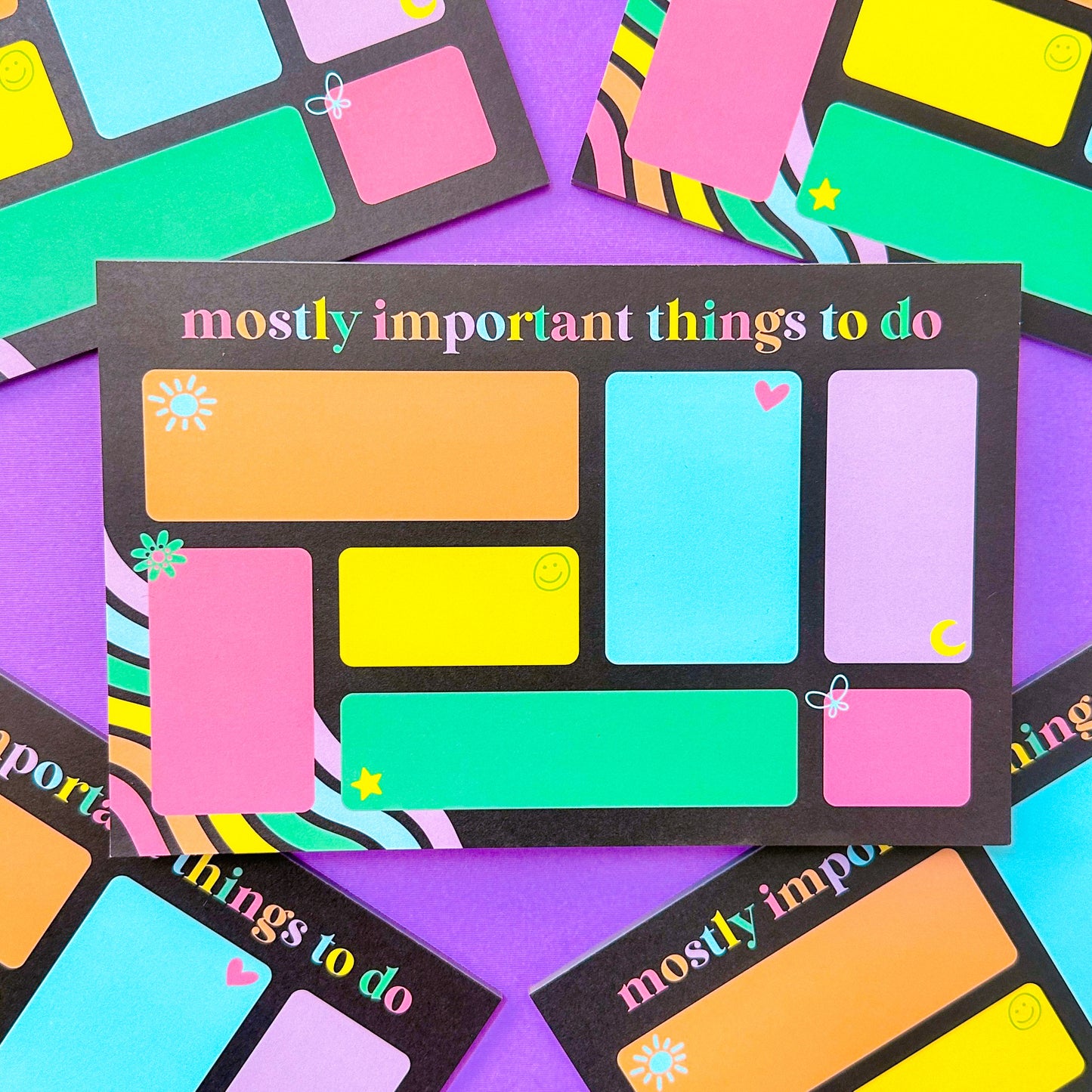 5.5x8.5 Desk Pad - Rainbow "Mostly Important Things To Do"